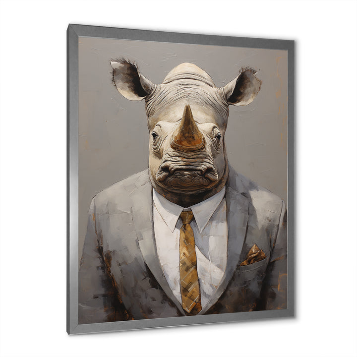 Business Hippo Portrait - Hippopotamus Large Canvas Wall Art