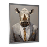 Business Hippo Portrait - Hippopotamus Large Canvas Wall Art