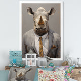 Business Hippo Portrait - Hippopotamus Large Canvas Wall Art