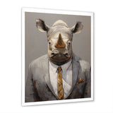 Business Hippo Portrait - Hippopotamus Large Canvas Wall Art