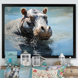 Lakeside Hippo - Hippopotamus Living Room Wall Art