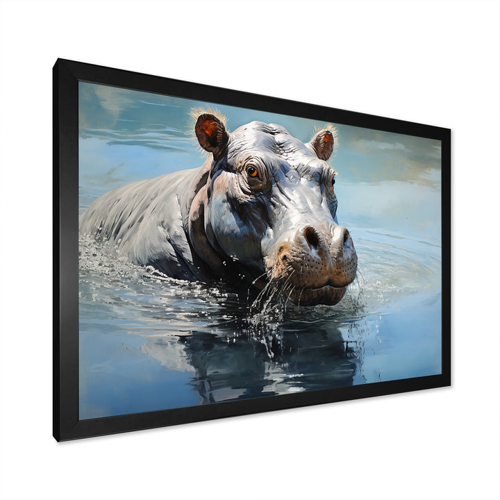 Lakeside Hippo - Hippopotamus Living Room Wall Art