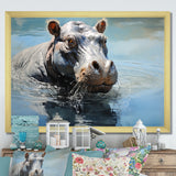 Lakeside Hippo - Hippopotamus Living Room Wall Art