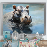 Lakeside Hippo - Hippopotamus Living Room Wall Art