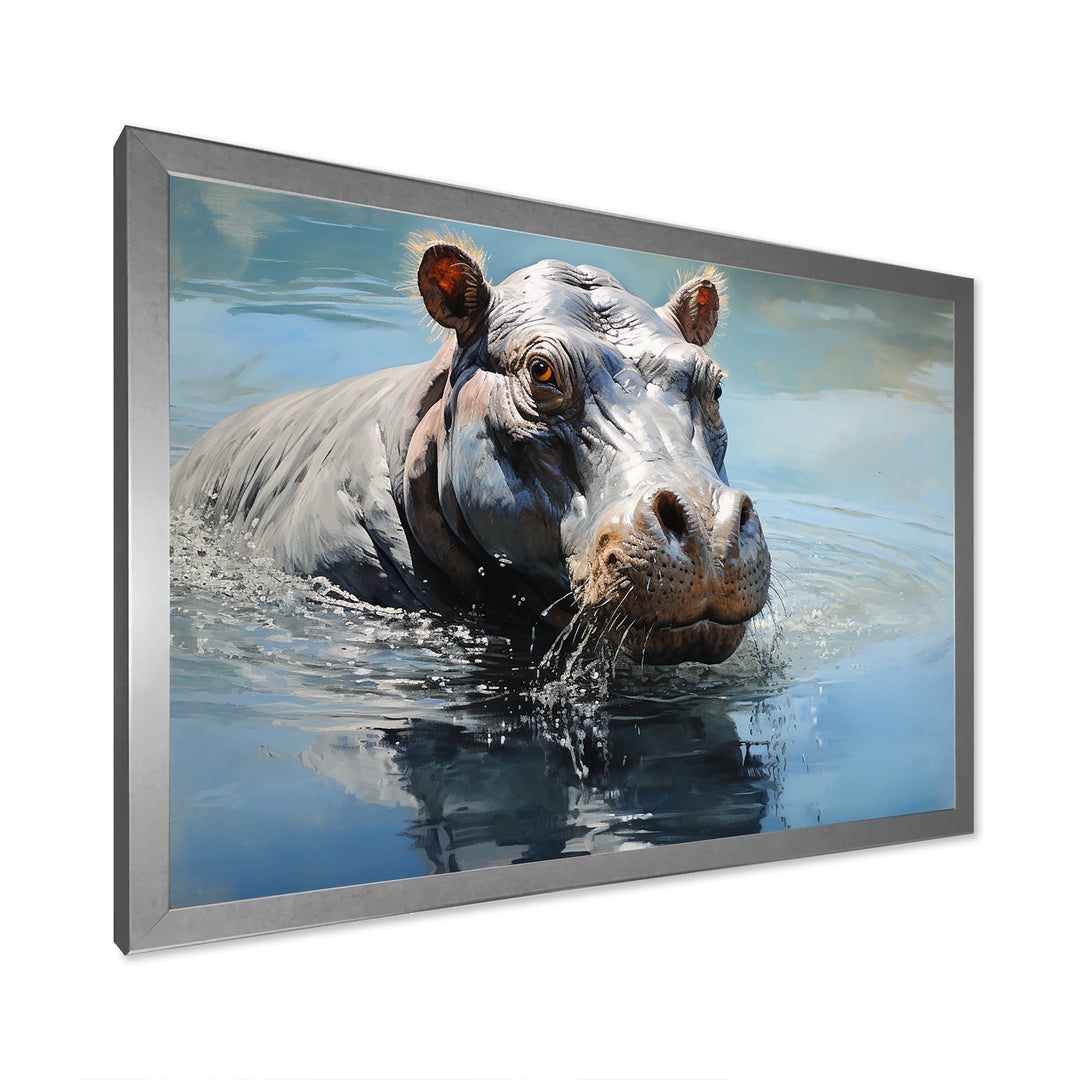 Lakeside Hippo - Hippopotamus Living Room Wall Art
