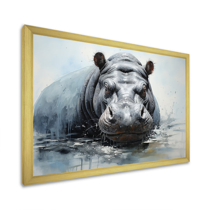Minimalism Grey Hippo - Hippopotamus Bedroom Wall Art