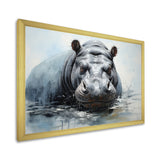 Minimalism Grey Hippo - Hippopotamus Bedroom Wall Art