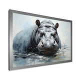 Minimalism Grey Hippo - Hippopotamus Bedroom Wall Art