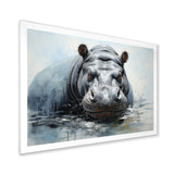 Minimalism Grey Hippo - Hippopotamus Bedroom Wall Art