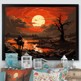 Dessert Journey At Sunset - Horse Canvas Wall Art