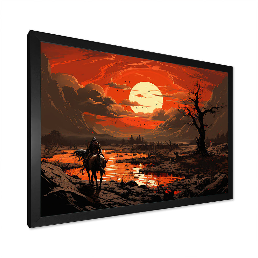 Dessert Journey At Sunset - Horse Canvas Wall Art