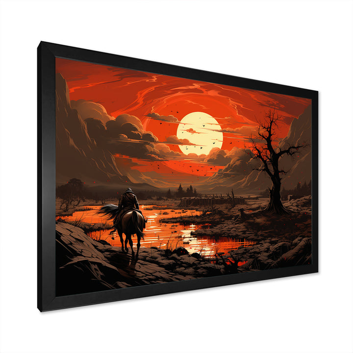 Dessert Journey At Sunset - Horse Canvas Wall Art