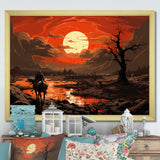 Dessert Journey At Sunset - Horse Canvas Wall Art