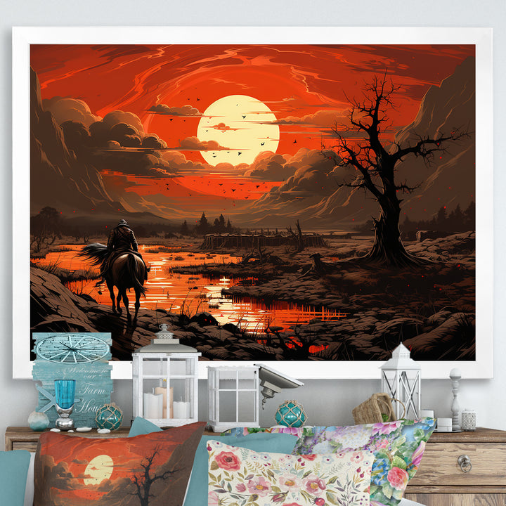 Dessert Journey At Sunset - Horse Canvas Wall Art