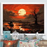 Dessert Journey At Sunset - Horse Canvas Wall Art