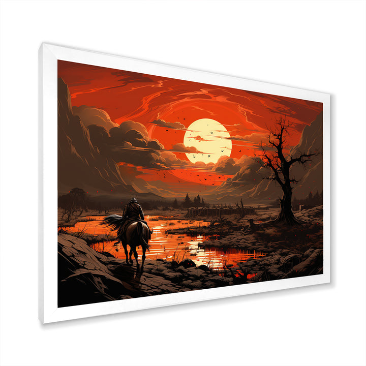 Dessert Journey At Sunset - Horse Canvas Wall Art