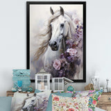 Majestic Flower Beauty Horse - Animals Canvas Wall Art