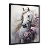 Majestic Flower Beauty Horse - Animals Canvas Wall Art