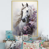 Majestic Flower Beauty Horse - Animals Canvas Wall Art