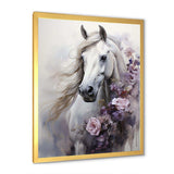 Majestic Flower Beauty Horse - Animals Canvas Wall Art