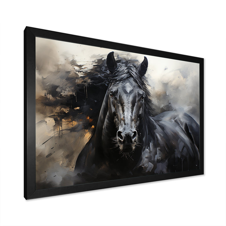 Black Stallion In Motion - Horse Wall Art Prints