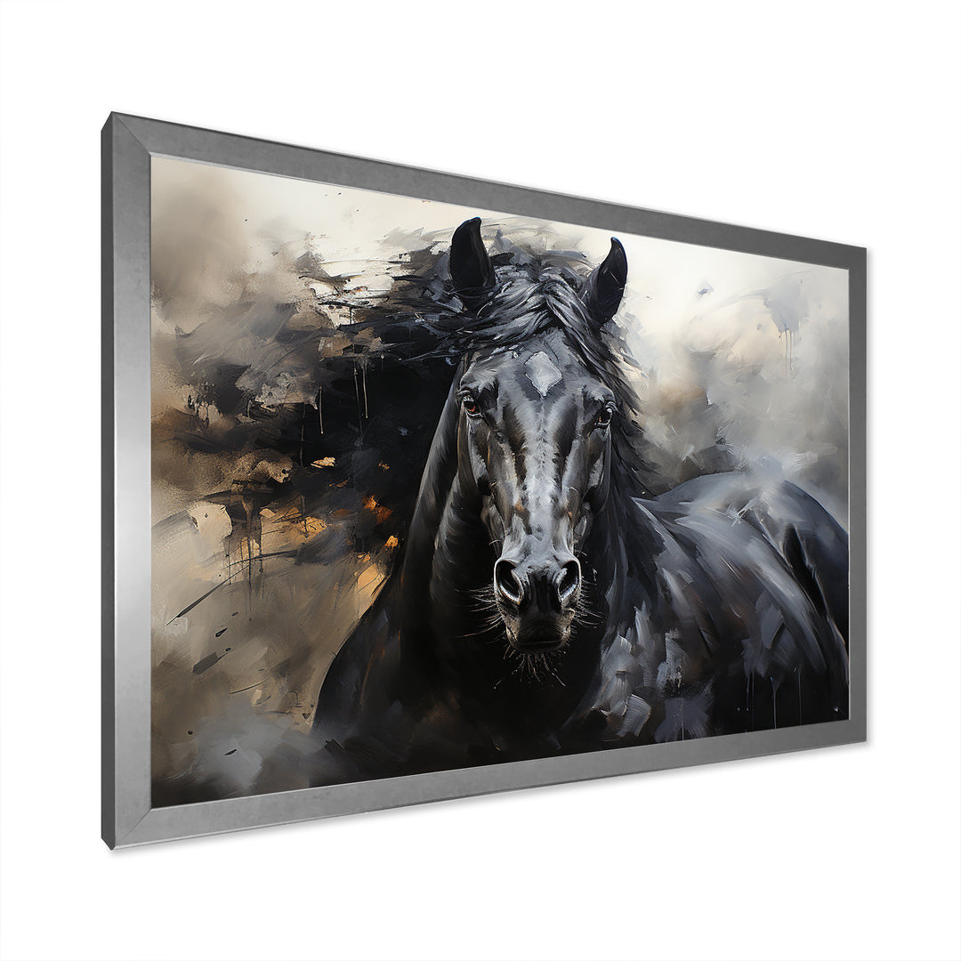 Black Stallion In Motion - Horse Wall Art Prints