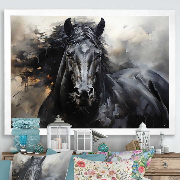 Black Stallion In Motion - Horse Wall Art Prints