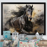 Black Stallion In Motion I - Animals Canvas Wall Art