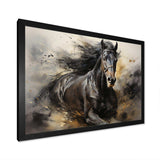 Black Stallion In Motion I - Animals Canvas Wall Art