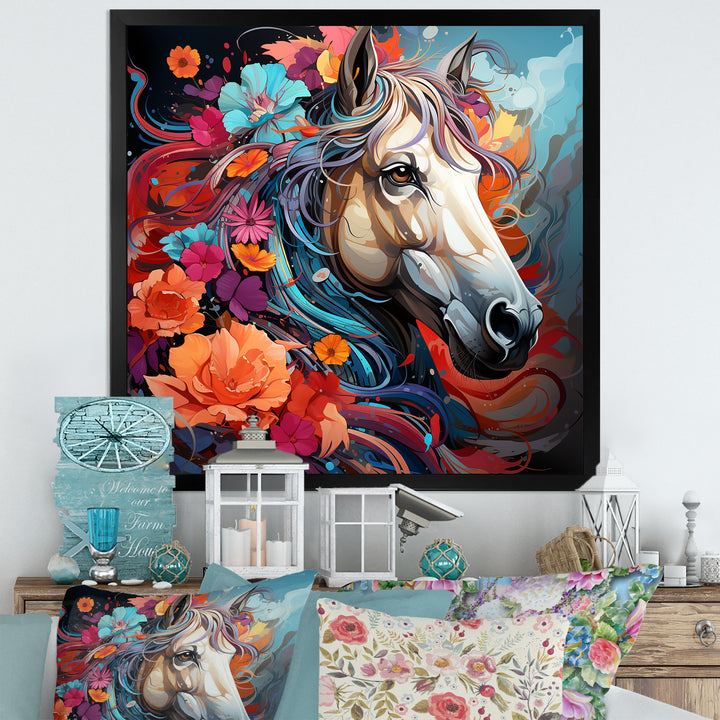 Popart Horse Portrait - Horse Large Canvas Wall Art