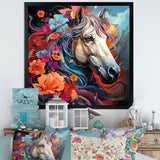 Popart Horse Portrait - Horse Large Canvas Wall Art