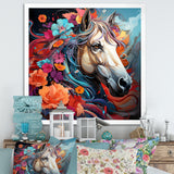 Popart Horse Portrait - Horse Large Canvas Wall Art