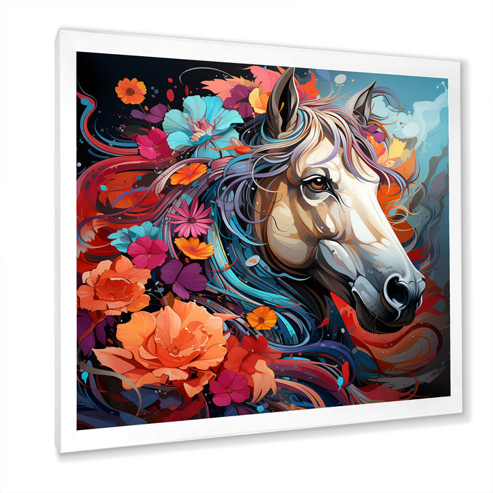Popart Horse Portrait - Horse Large Canvas Wall Art