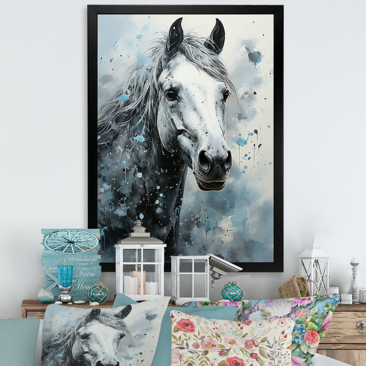 Surrealism Inspired Painting Showcasing A Horse - Gray Horse Wall Art