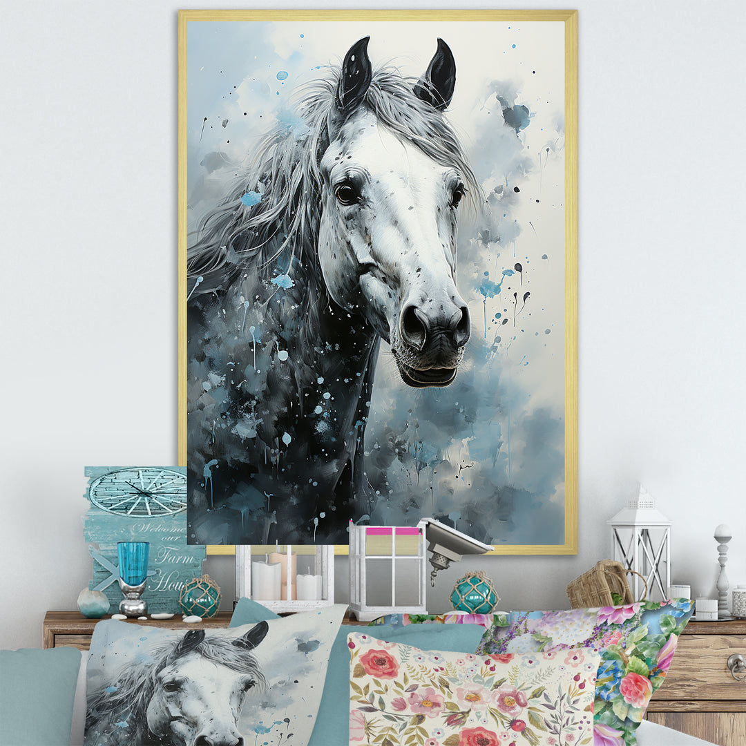 Surrealism Inspired Painting Showcasing A Horse - Gray Horse Wall Art