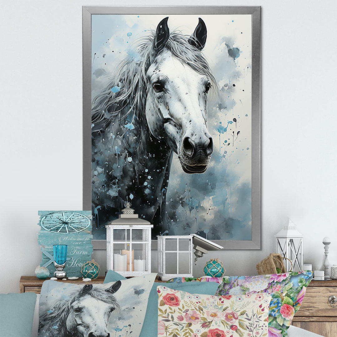 Surrealism Inspired Painting Showcasing A Horse - Gray Horse Wall Art