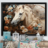 Blooming Horse Symbolism - Horse Framed Canvas Art