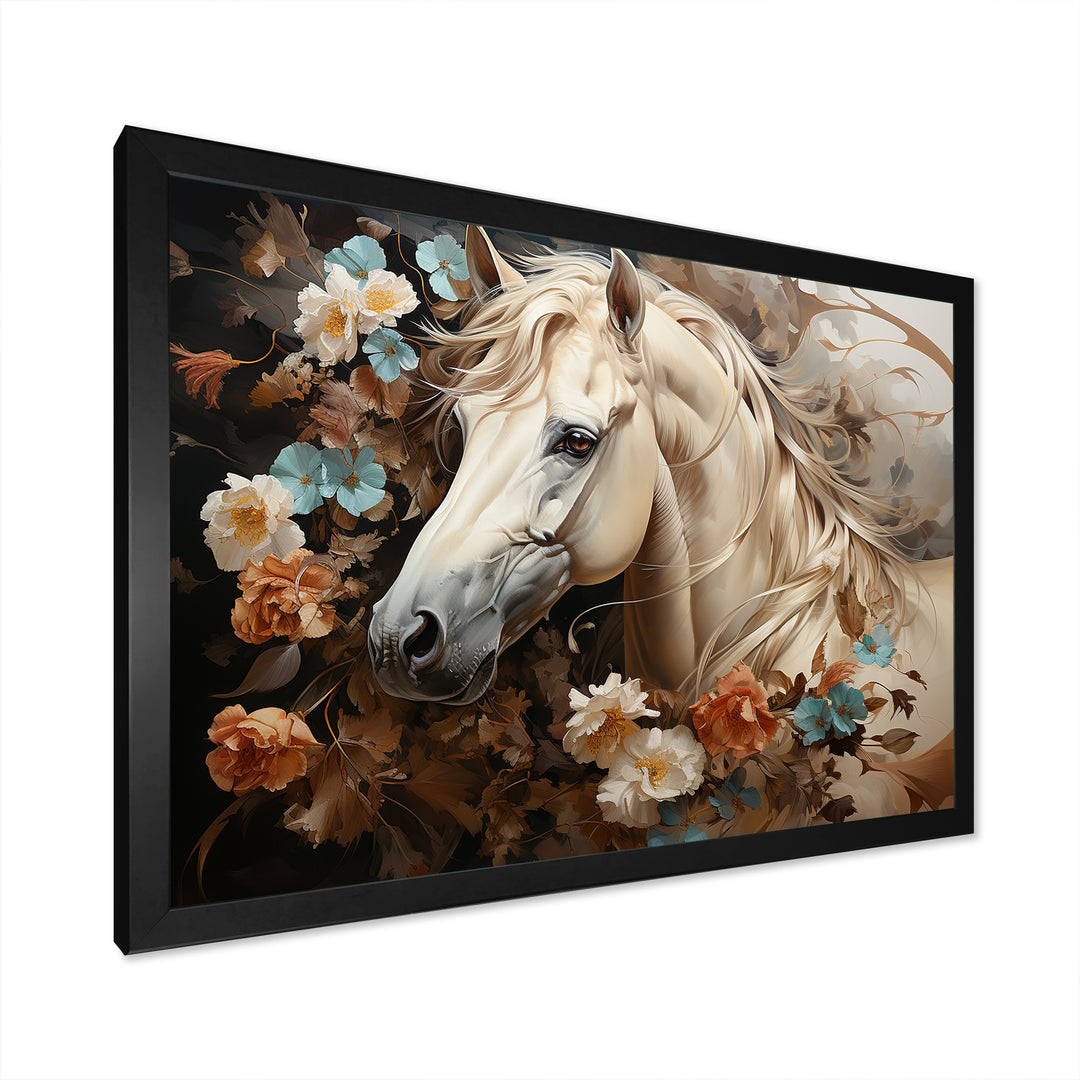 Blooming Horse Symbolism - Horse Framed Canvas Art