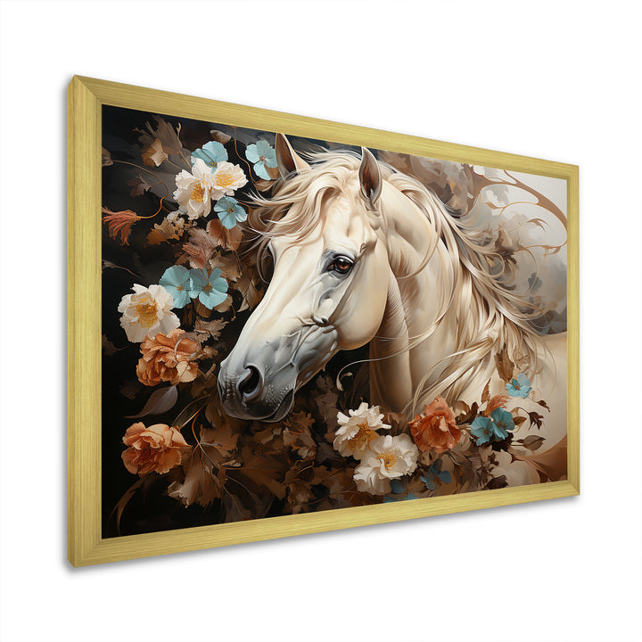 Blooming Horse Symbolism - Horse Framed Canvas Art