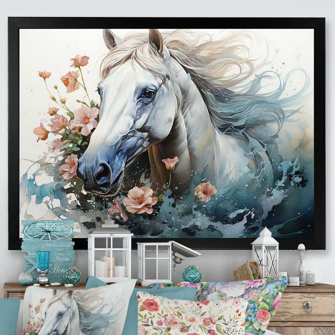 Watercolor Galloping Horse - Horse Canvas Wall Art