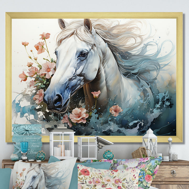 Watercolor Galloping Horse - Horse Canvas Wall Art