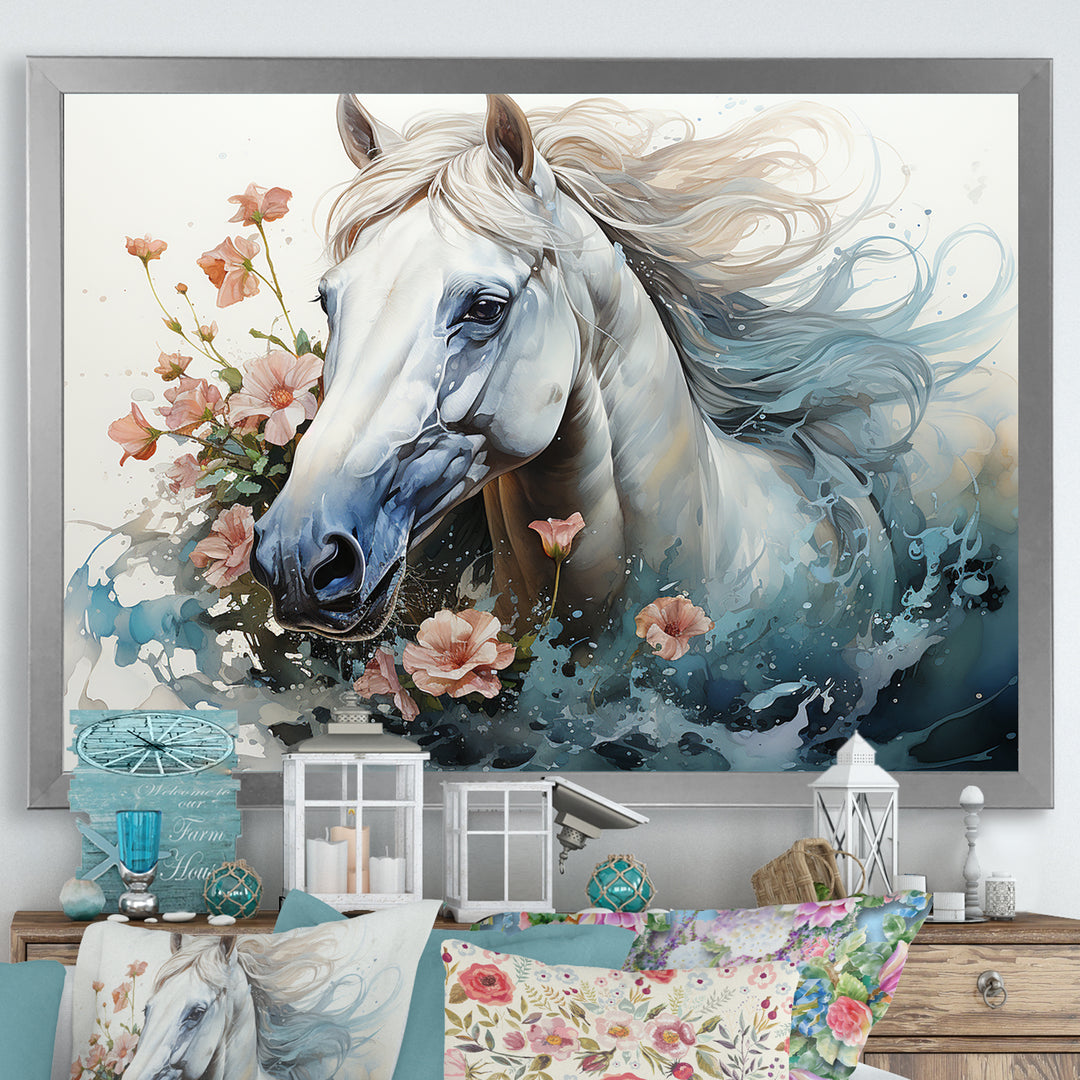 Watercolor Galloping Horse - Horse Canvas Wall Art