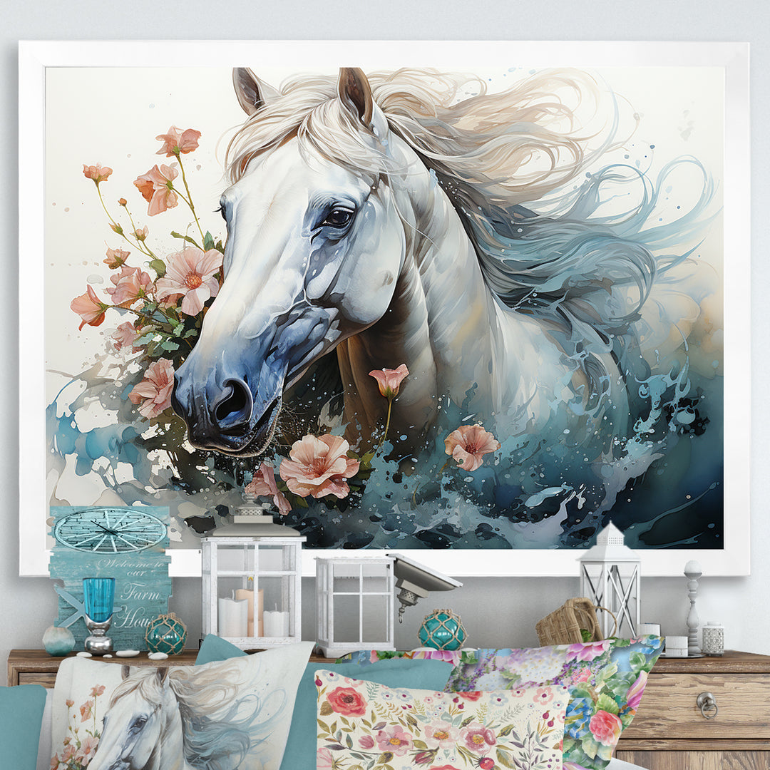 Watercolor Galloping Horse - Horse Canvas Wall Art