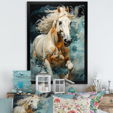 Whimsical Of A Horse Cantering In Fog - Beige Horse Wall Art