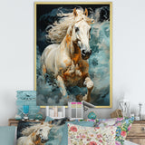 Whimsical Of A Horse Cantering In Fog - Beige Horse Wall Art