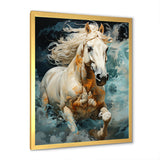 Whimsical Of A Horse Cantering In Fog - Beige Horse Wall Art