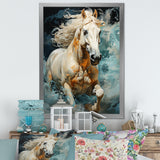 Whimsical Of A Horse Cantering In Fog - Beige Horse Wall Art