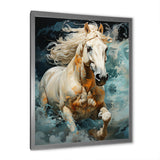 Whimsical Of A Horse Cantering In Fog - Beige Horse Wall Art