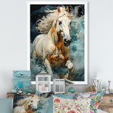 Whimsical Of A Horse Cantering In Fog - Beige Horse Wall Art
