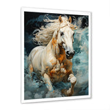 Whimsical Of A Horse Cantering In Fog - Beige Horse Wall Art